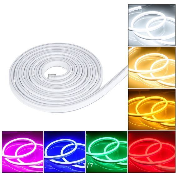 LED Стрічка гнучка силикон 12v 25 см Синій Неон (бічне свічення 12 мм 6 мм) 57762 фото