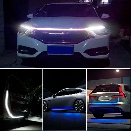 Підсвічування Капота Гнучка 12V LED Динамічна Біла 200 см (Бічне свічення) 74345 фото