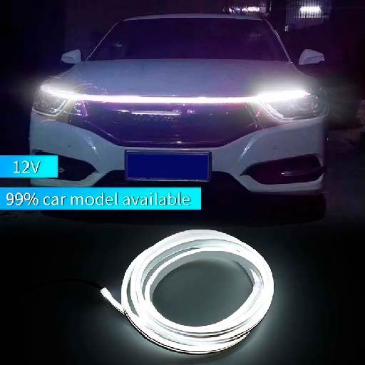 Підсвічування Капота Гнучка 12V LED Динамічна Біла 200 см (Бічне свічення) 74345 фото