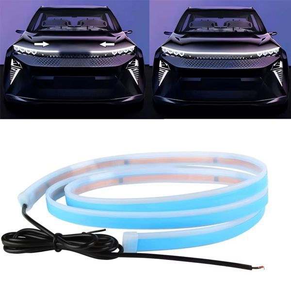 Підсвічування Капота Гнучка 12V LED Динамічна Біла 200 см (Бічне свічення) 74345 фото