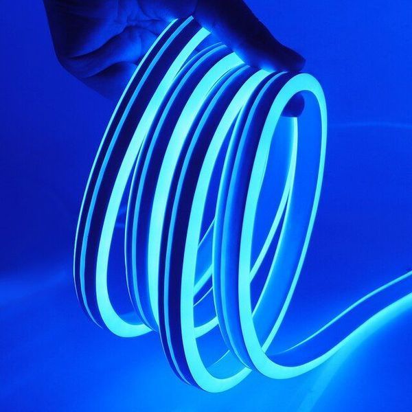 LED Стрічка гнучка силикон 12v 50 см Синій Неон (бічне свічення 12 мм 6 мм) 57763 фото