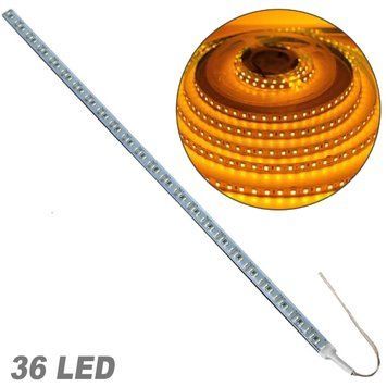 Стрічка діодна алюміній 12V - 50 см - 2А 36LED - в силіконі ефект суцільної стрічки Жовте світло (5630) 81679 фото