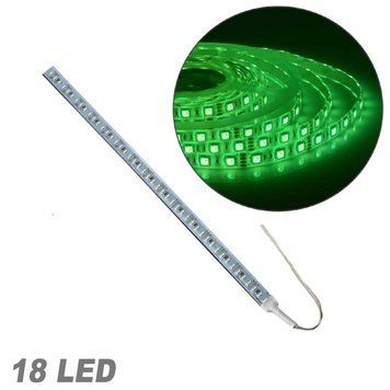 Стрічка діодна алюміній 12V - 25 см - 2А 18LED - в силіконі ефект суцільної стрічки Зелене світло (4014) 81685 фото