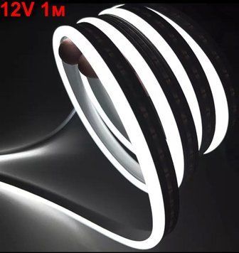 LED Стрічка гнучка силікон 12v 1 м Білий Неон (бічне свічення 12 мм 6 мм) 26433 фото