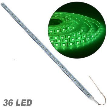 Стрічка діодна алюміній 12V - 50 см - 2А 36LED - в силікон ефект суцільної стрічки Зелене світло (5630) 57777 фото