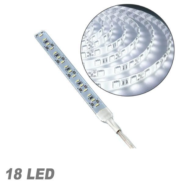 Лента диодная алюминий 12V - 12,5 см - 2А 18LED - в силиконе эффект сплошной ленты Белый свет (4014) 26581 фото