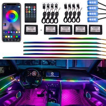 LED Підсвічування Салон неоновий RGB Ambient light 12V Bluetooth (Набір 18 в 1) 81277 фото