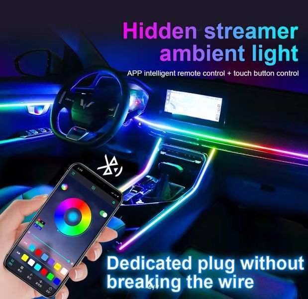 LED Підсвічування Салон неоновий RGB Ambient light 12V Bluetooth (Набір 18 в 1) 81277 фото