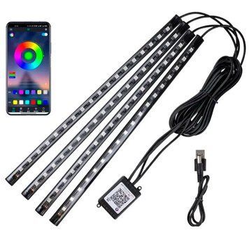 LED Підсвічування Салону ніонове 12V 22x4см RGB5050 (APP Bluetooth USB) 4 шт 63554 фото