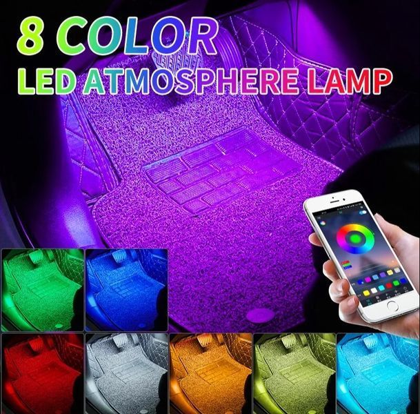 LED Підсвічування Салону ніонове 12V 22x4см RGB5050 (APP Bluetooth USB) 4 шт 63554 фото