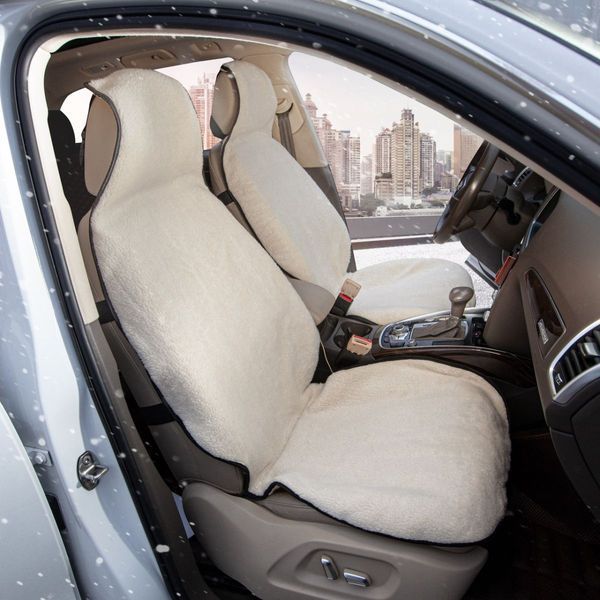 Накидки для передніх сидінь Білі Хутряні 2 шт 10111 фото
